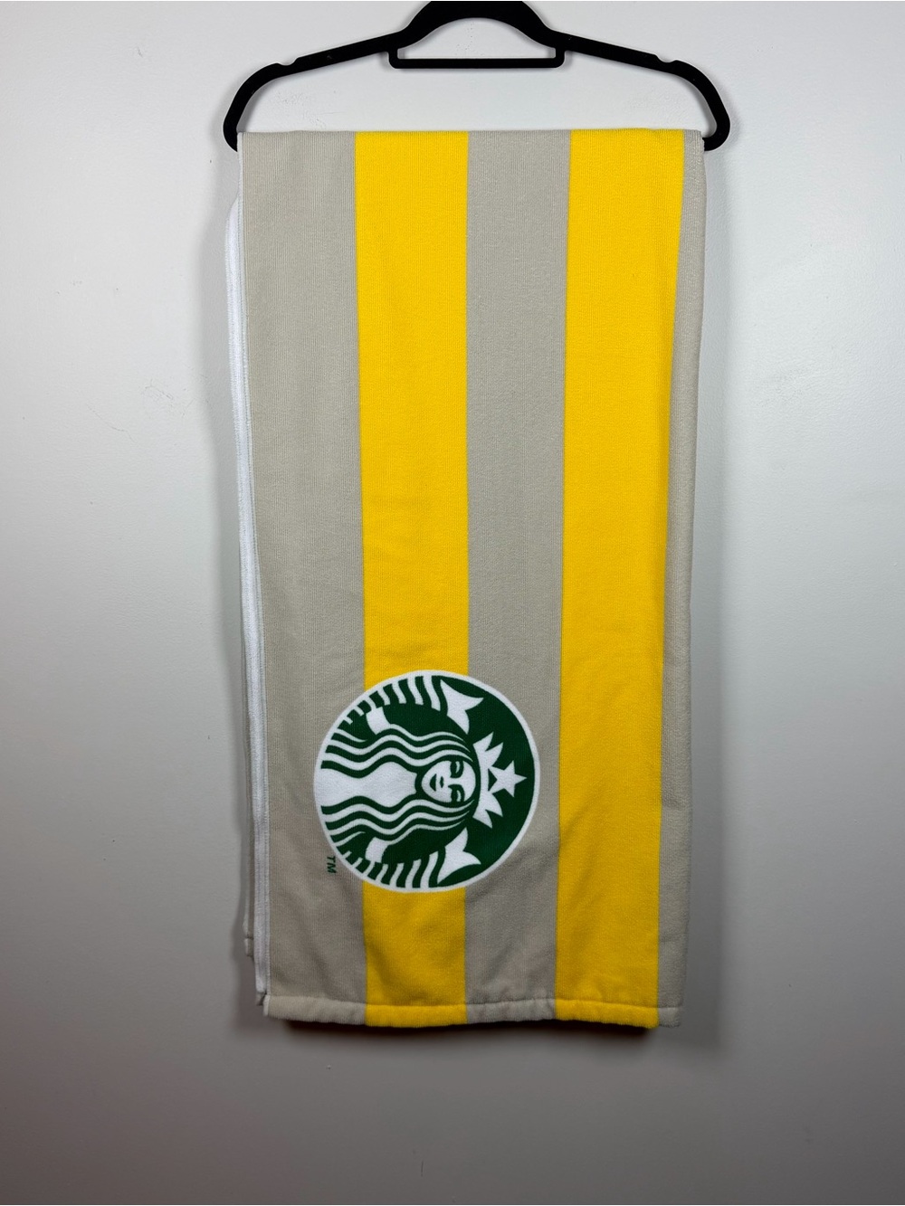 Starbucks Korea Yellow Tan Stripe Summer Beach Pool Large Towel